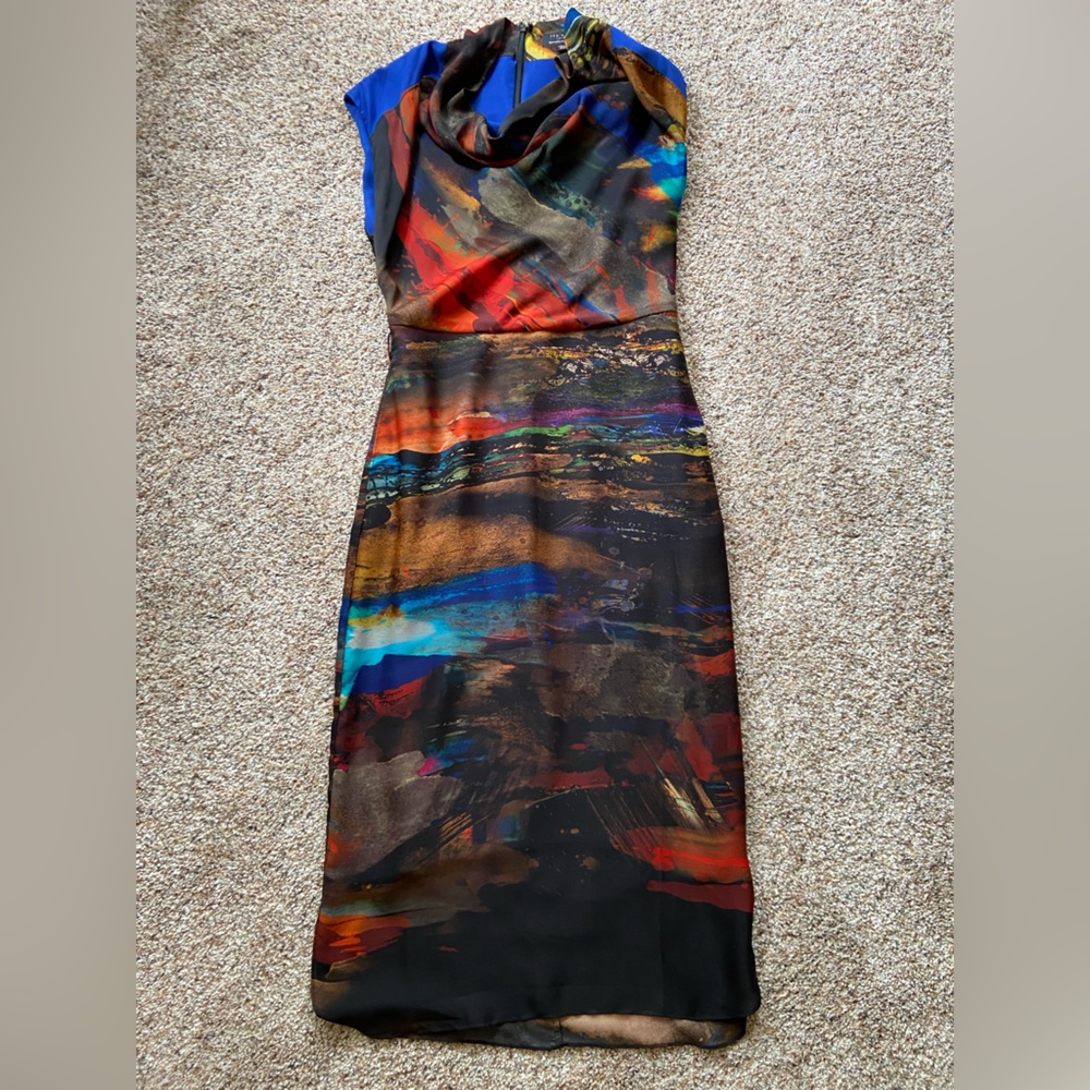 Ted Baker Midi Dress in watercolor satin